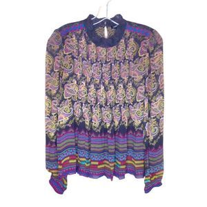 Anthropologie | Tanvi Kedia Blouse Long Sleeve Ruffle Collar Boho Small